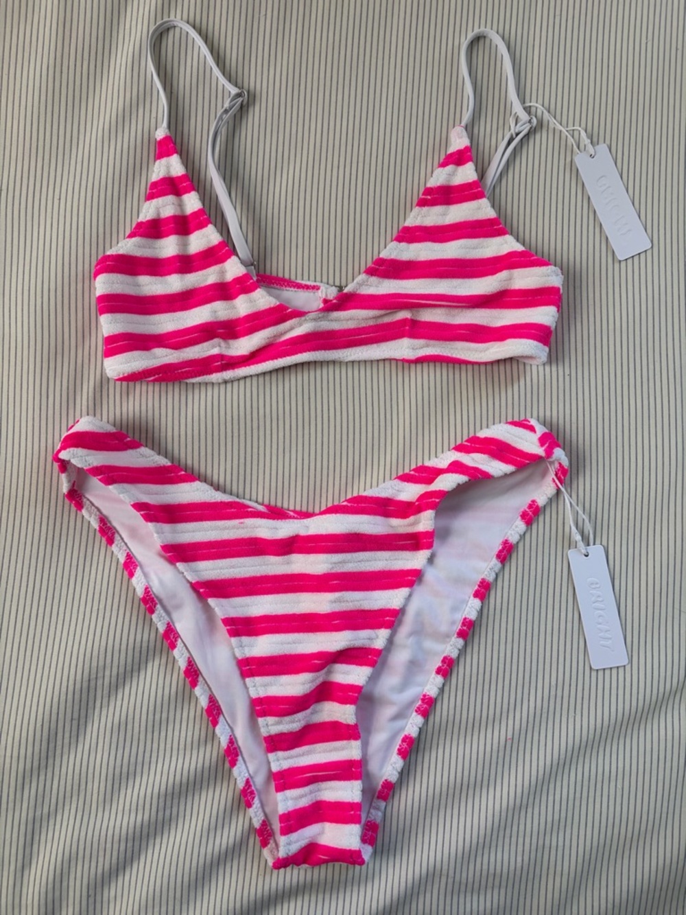 Bright Swimwear pink and white stripe